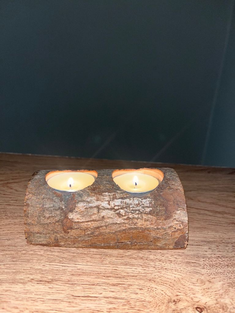 Handcrafted Rustic Log Candle Holder - Stunning Double Tealight Wood Art - Unique Home Decor Gift!