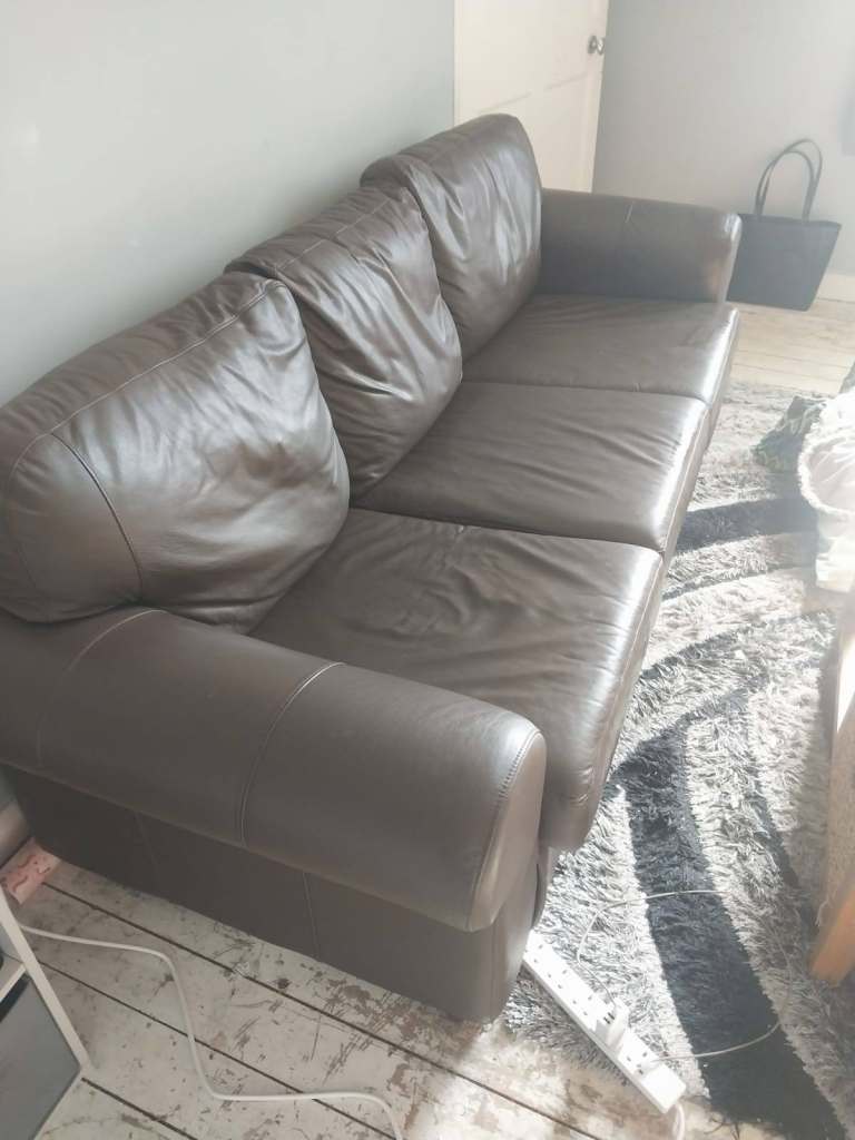 100% Leather Three Seater Sofa 