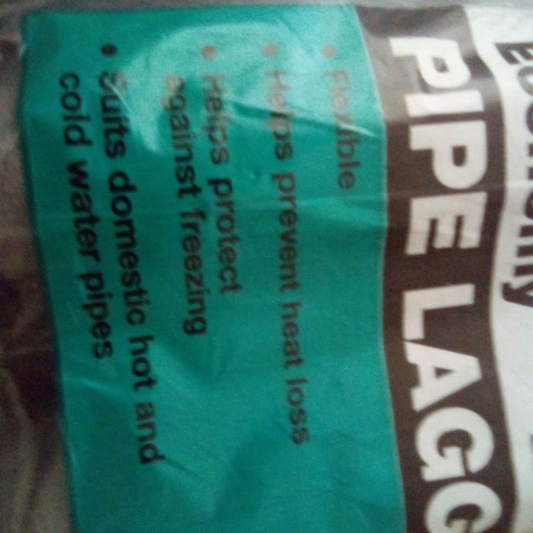 Pipe lagging, length 1m X 22mm; quantity 7 and 1/2 of 1. Brand new