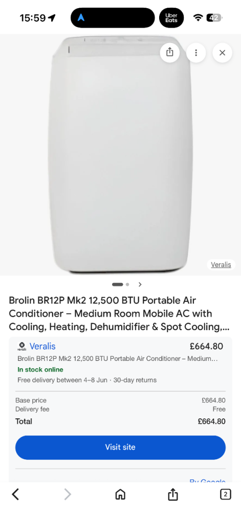 Brolin 4 in 1 Air Conditioner Unit - Heating + cooling 