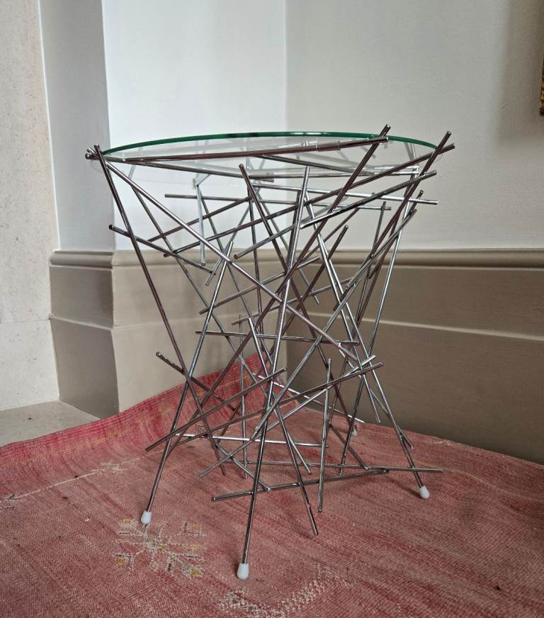 Alessi Blow Up Side Table Fratelli Campana Glass Top Stainless Steel Italian Des