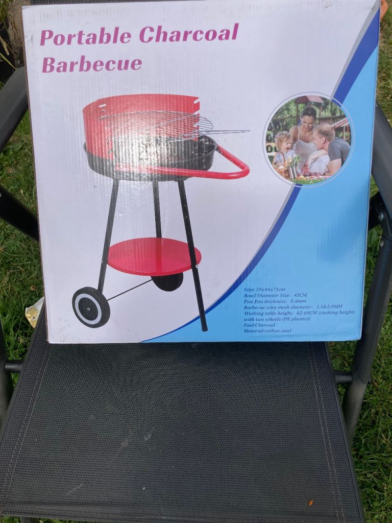 New Portable Charcoal Barbecue – Red, Still Boxed