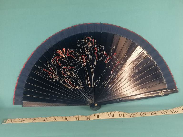 Vintage  blue colour floral Hand Folding Fan.. As seen.