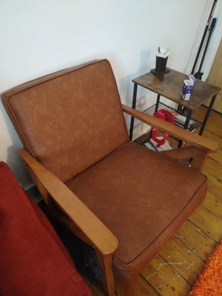 Faux leather armchair