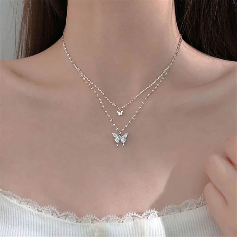 Silver Layered Butterfly Necklace – As Good As New
