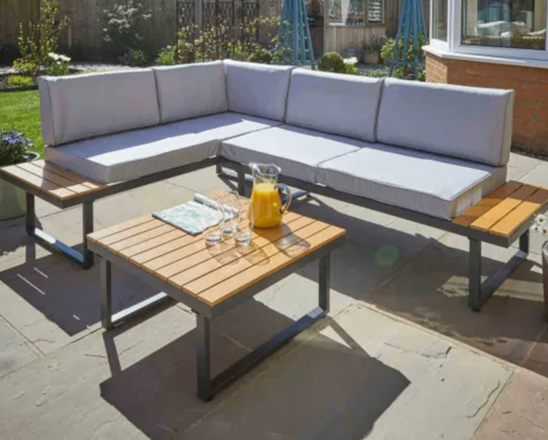 Home Source Ember 4 Seater L Shape Garden Sofa Table Set