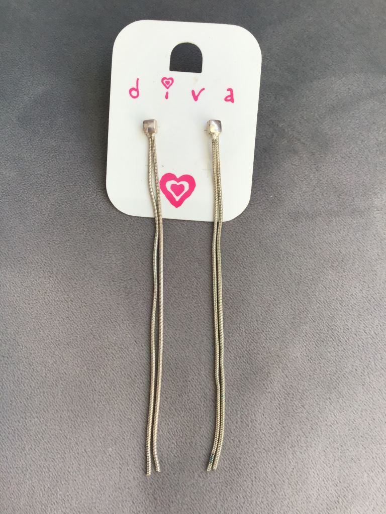 ‘Miss Selfridge Diva’ Silver Long Drop Earrings, Jewellery