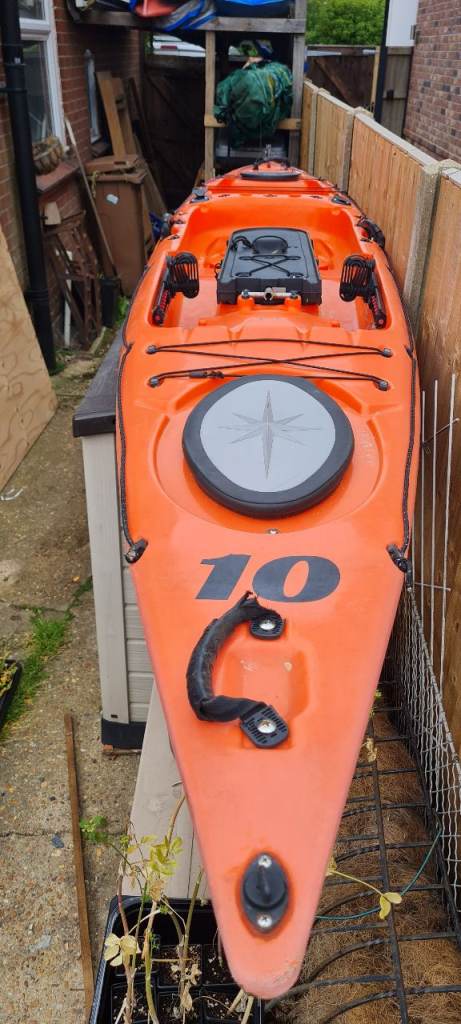 Kayak rigged for fishing
