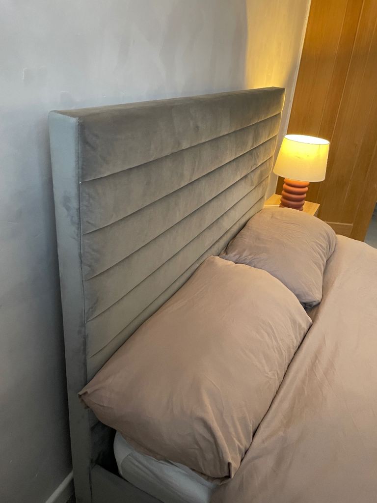 Grey Plush Double Bedframe