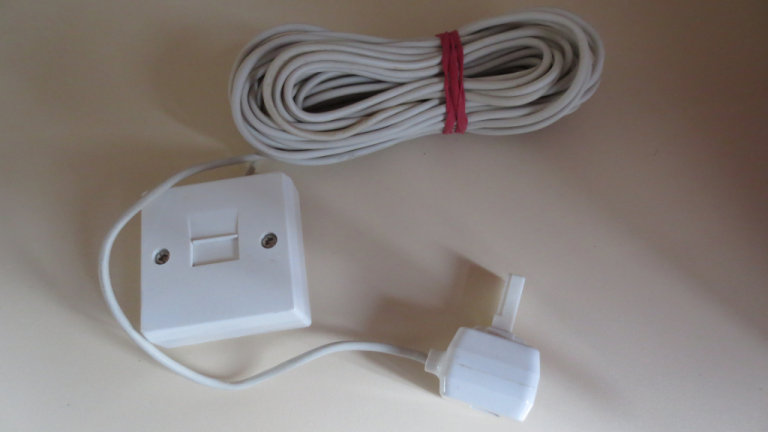 Telephone extension cable lead 10 Metres with wall mounting box
