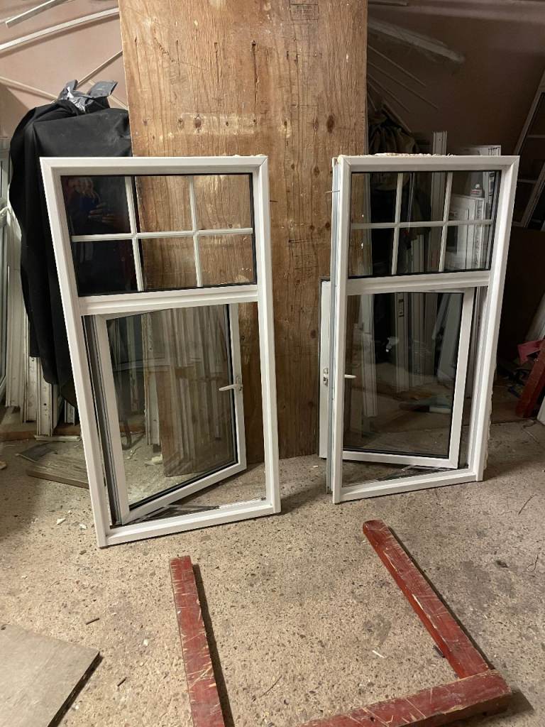 H 126.5 x W 66 cm - MATCHING PAIR - £80 EACH - MODERN ALUMINIUM DOUBLE GLAZED GEORGIAN WINDOWS