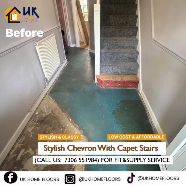 Low cost chevron laminate and carpet 