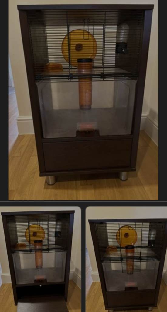 Omlet Qute Stylish 2-Storey Hamster/Gerbil Cage with Storage and Accessories