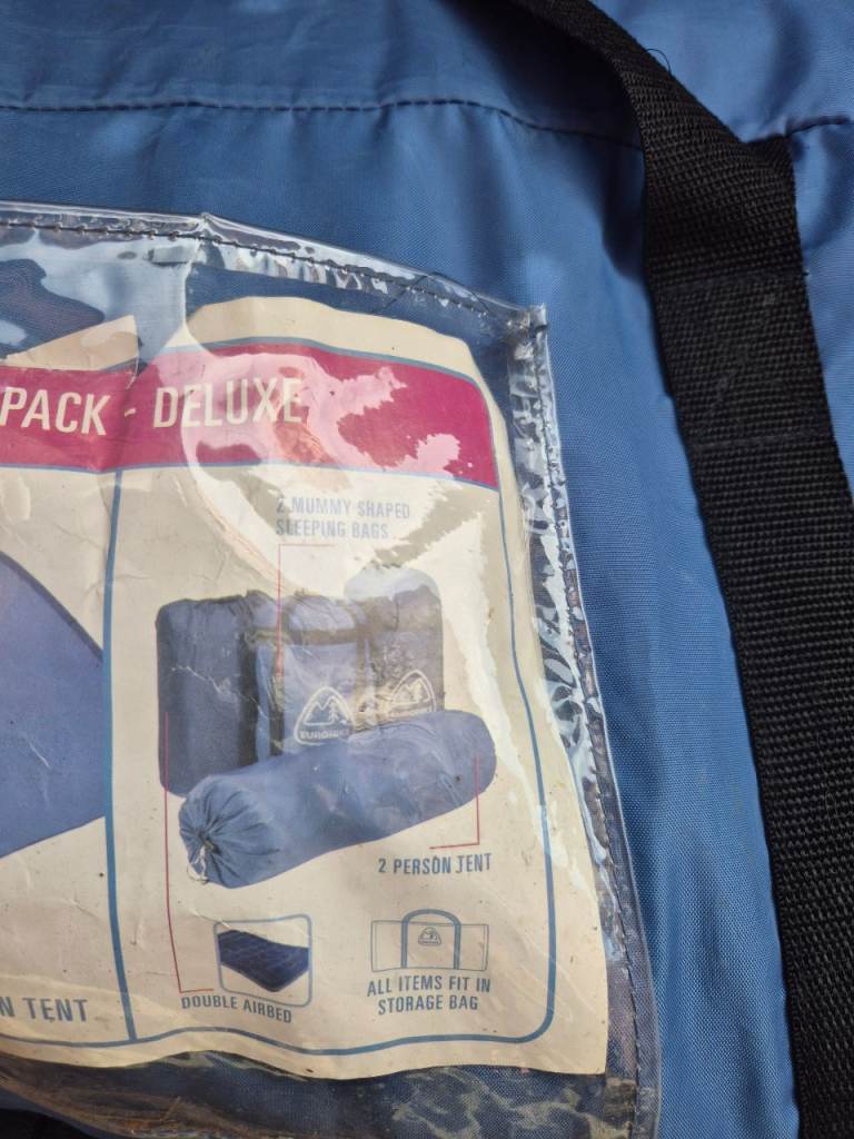 Deluxe Camping Pack 2 Person Tent & double blow up bed 