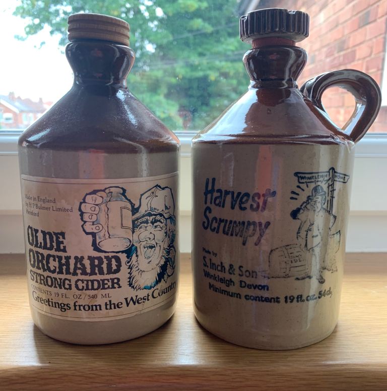 2 vintage stoneware cider handled crock