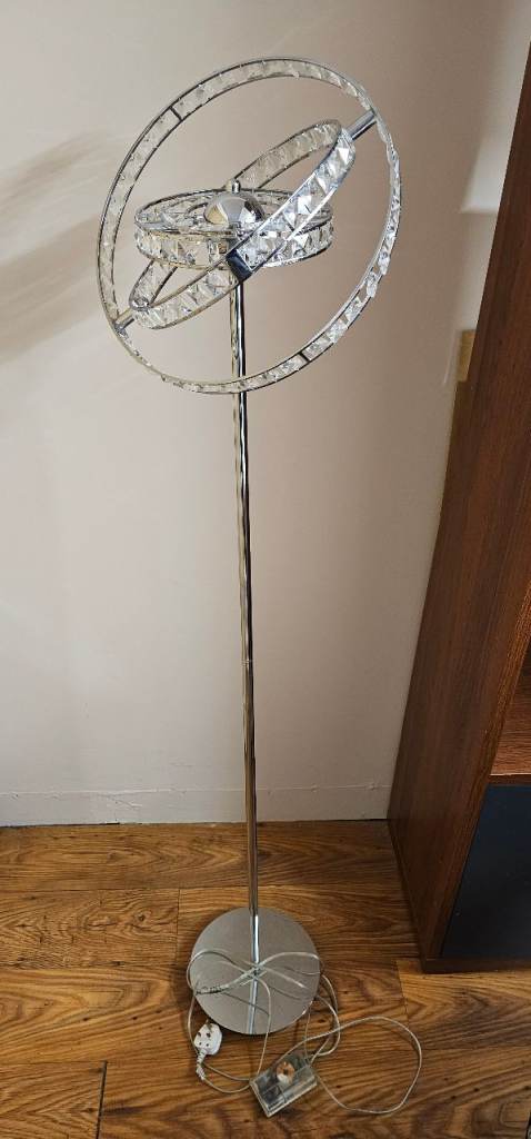 Modern Crystal Floor Lamp – Chrome Finish, Good Condition