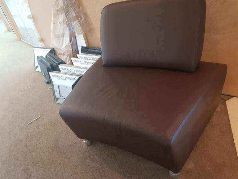 Used Second hand Mauve Single Leather Sofa Comfortable Armchair for home lounge living room chair