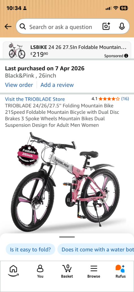 TRIOBLADE 26inch Pink Folding Mountain Bike – New