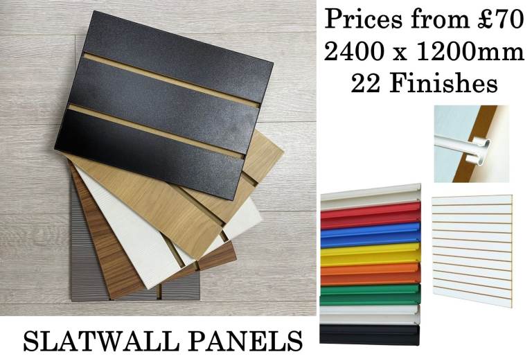 Slatwall Panels, 22 Finishes Available, 2400mm x 1200mm, NEW, Slatboard Panel