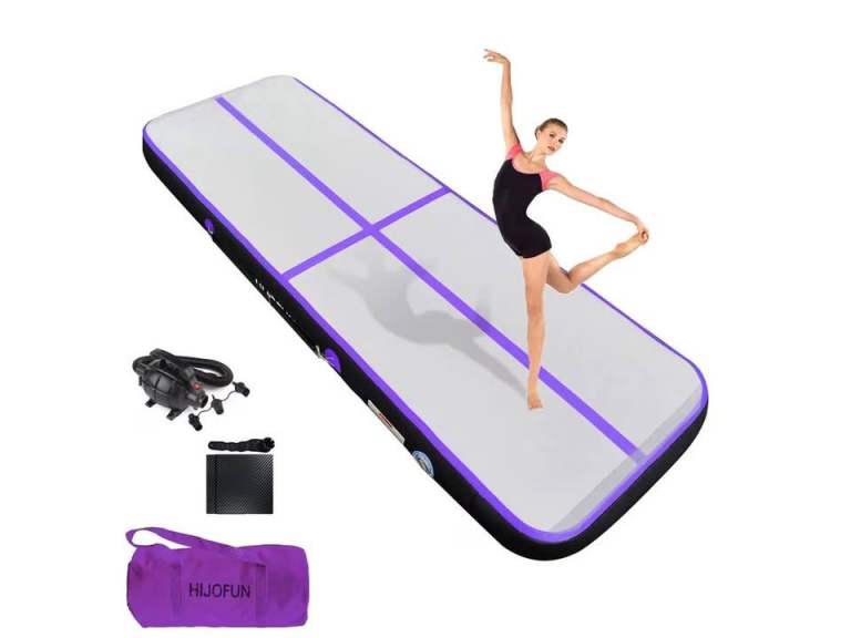 HIJOFUN Inflatable Gymnastics Mat, Tumble Track 3m/4m/5m/6m for Training with Practical Pump