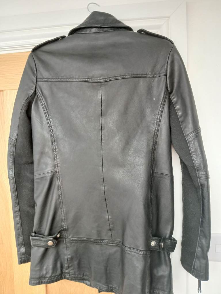 Whistles Belted Agnes Biker Jacket S UK 8 10 Black Leather New RRP £349