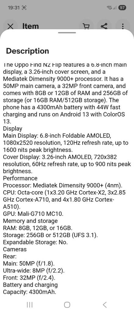 OPPO N2 FLIP ANDROID PHONE 