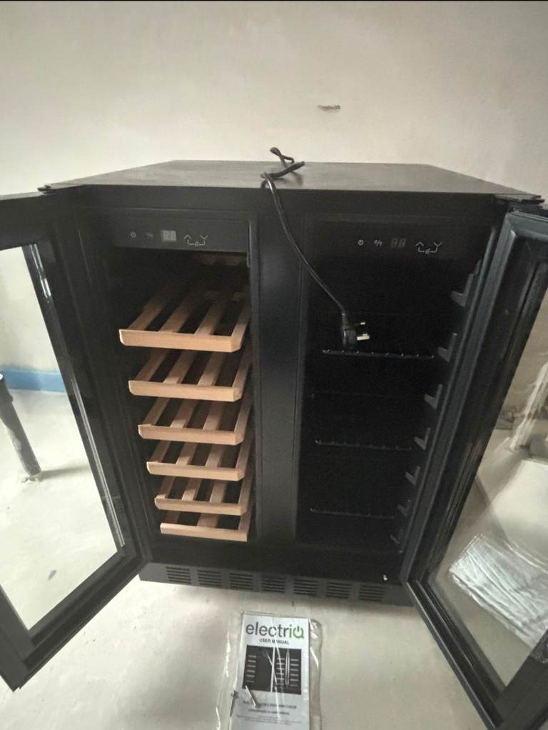 electriQ Dual Zone Wine and Drinks Cooler - Black Glass