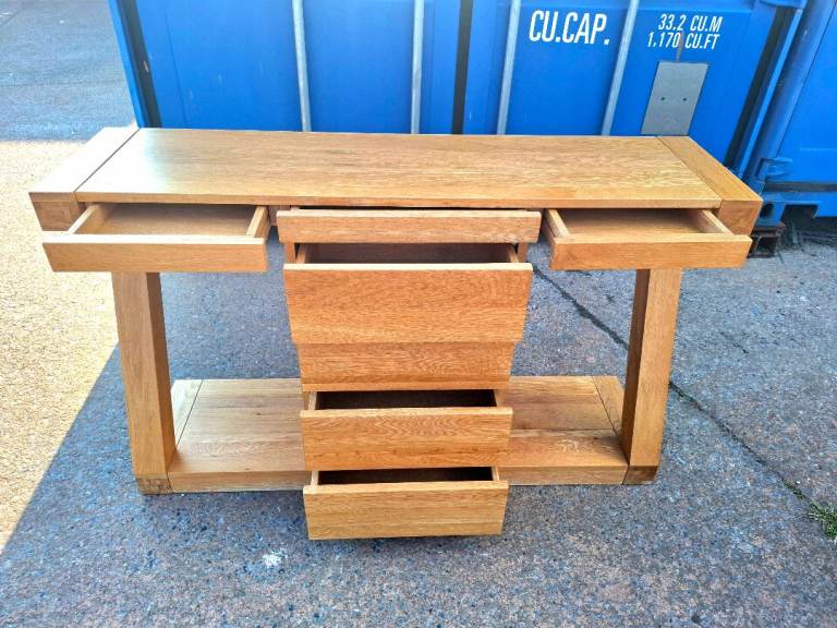 Solid oak heavy console table