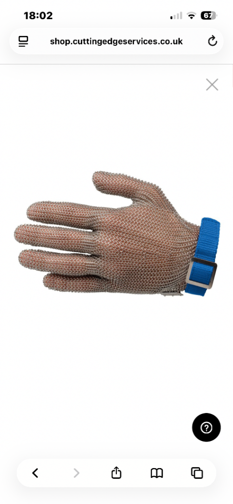 New Stainless Steel Chainmail Safety Glove with Blue Strap