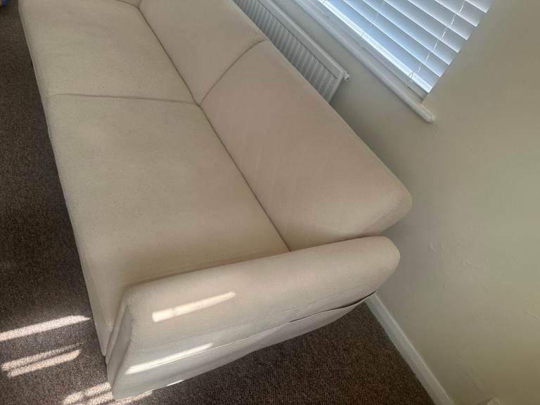 Comfortable Cream 3-Seater Sofa Bed 