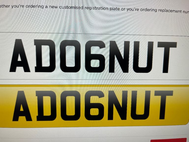 Cherished registration plate AD 06 NUT