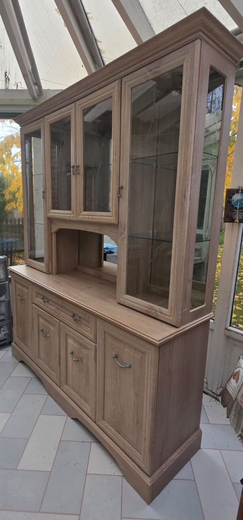 Wooden Glass Display Cabinet with Shelves and Storage