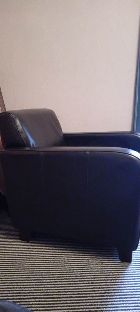 Brown Faux Leather Comfortable Arm Chair