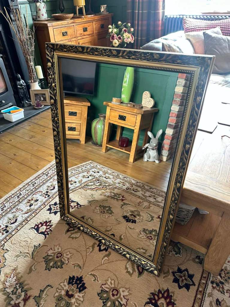 💚🪞large gold gilt mirror 