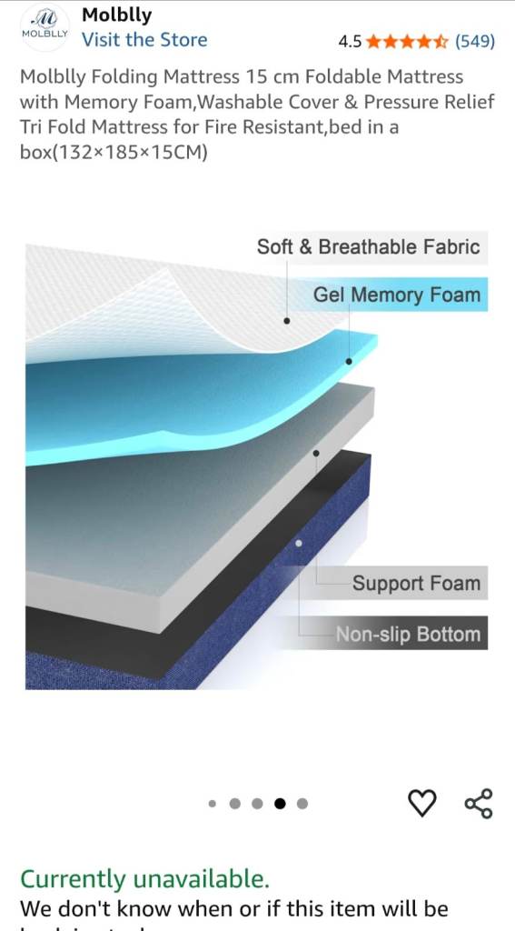 Foldable Mattress with Memory Foam