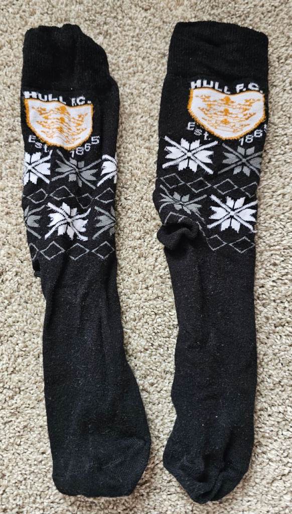 image for Christmas Stocking Filler Hull FC Black Rugby League Mens Everyday Socks - New 