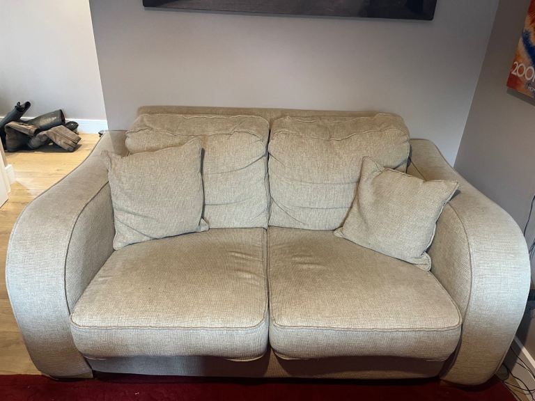 2 seater taupe woven John Lewis sofa. 