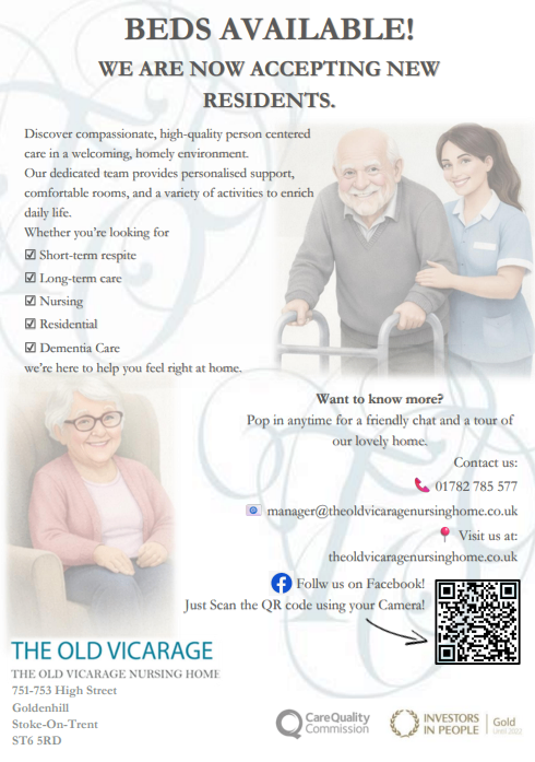 Bed Availability at The Old Vicarage Nursing Home