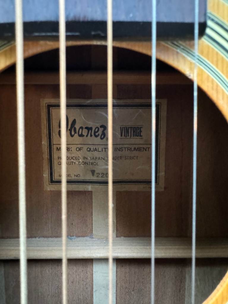 Ibanez V220 Vintage Series (Japan, 1980s) + Schatten HFN passive piezo pickup