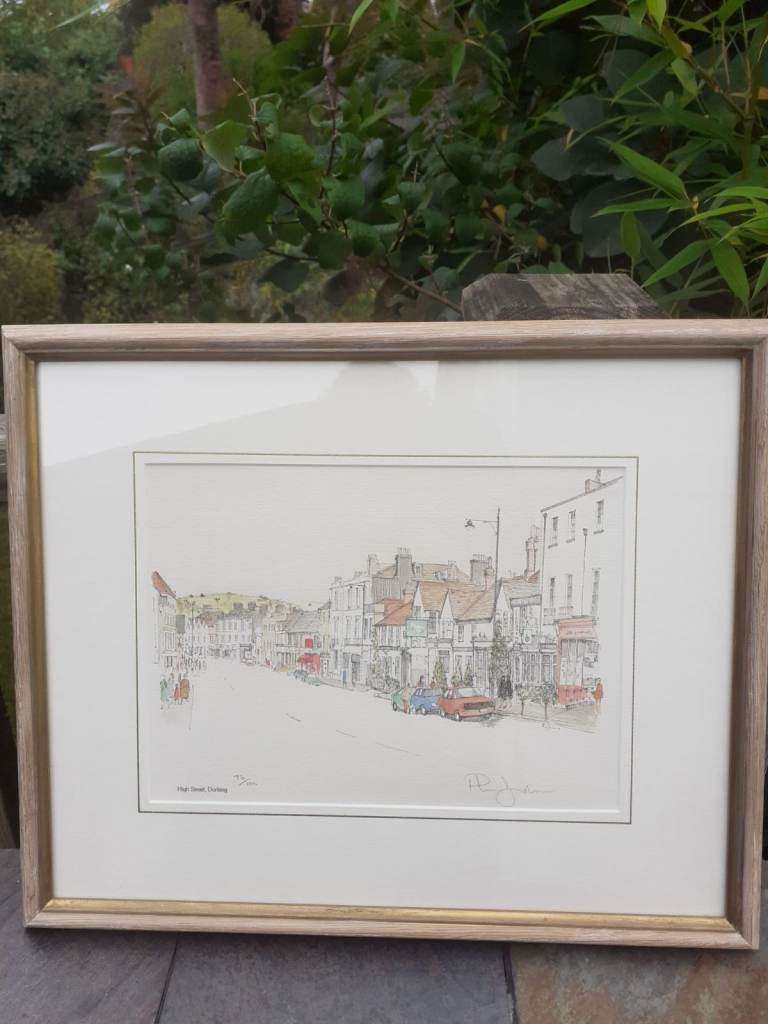 Signed Village Scene Painting – Framed, Good Condition