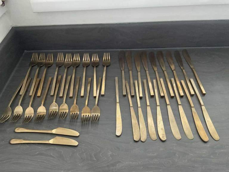 Solid Bronze Cutlery 9 place settings 76 pieces