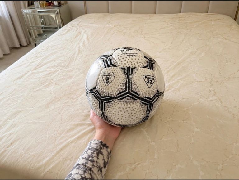 Size 5 Football, White and Black Pattern – Good Condition