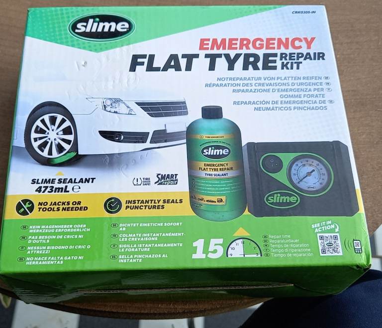 Slime Flat Tyre Puncture Repair Kit Emergency Car Tyres. 