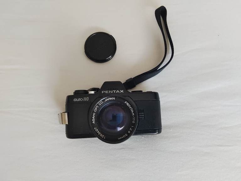 Pentax Auto 110 Film Camera with 50mm Lens and Strap