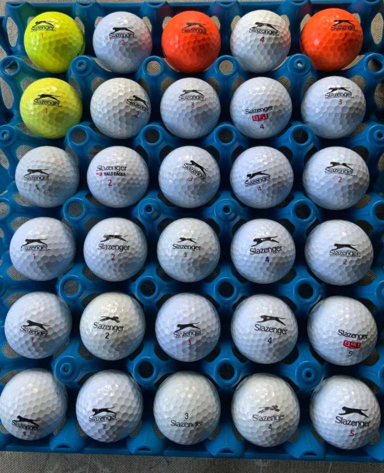 30 Slazenger Golf Balls – Mix of Colours, Good Condition