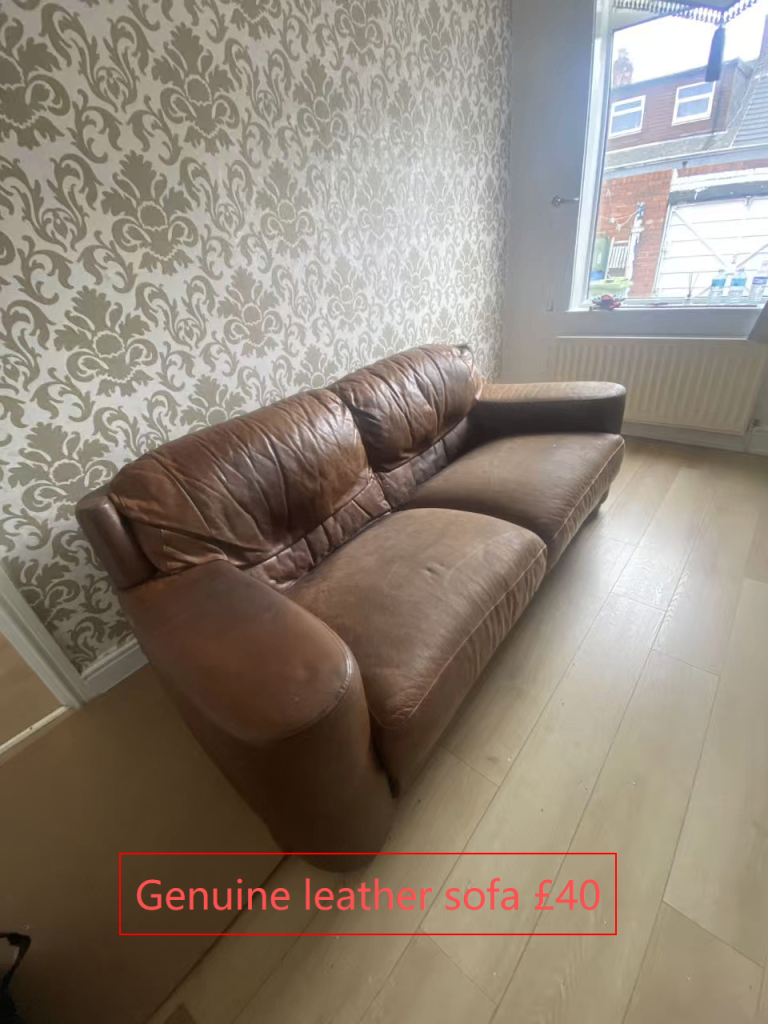 Single mattress&genuine leather sofa
