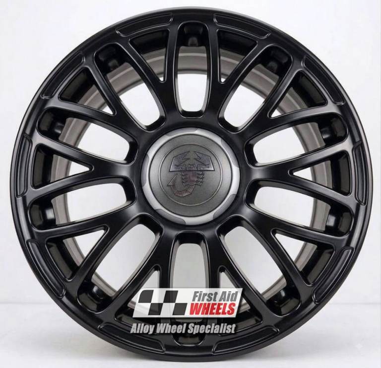 R633BS Swap FIAT 500 595 ABARTH 4X 17'' GENUINE TURISMO SATIN BLACK ALLOY WHEELS