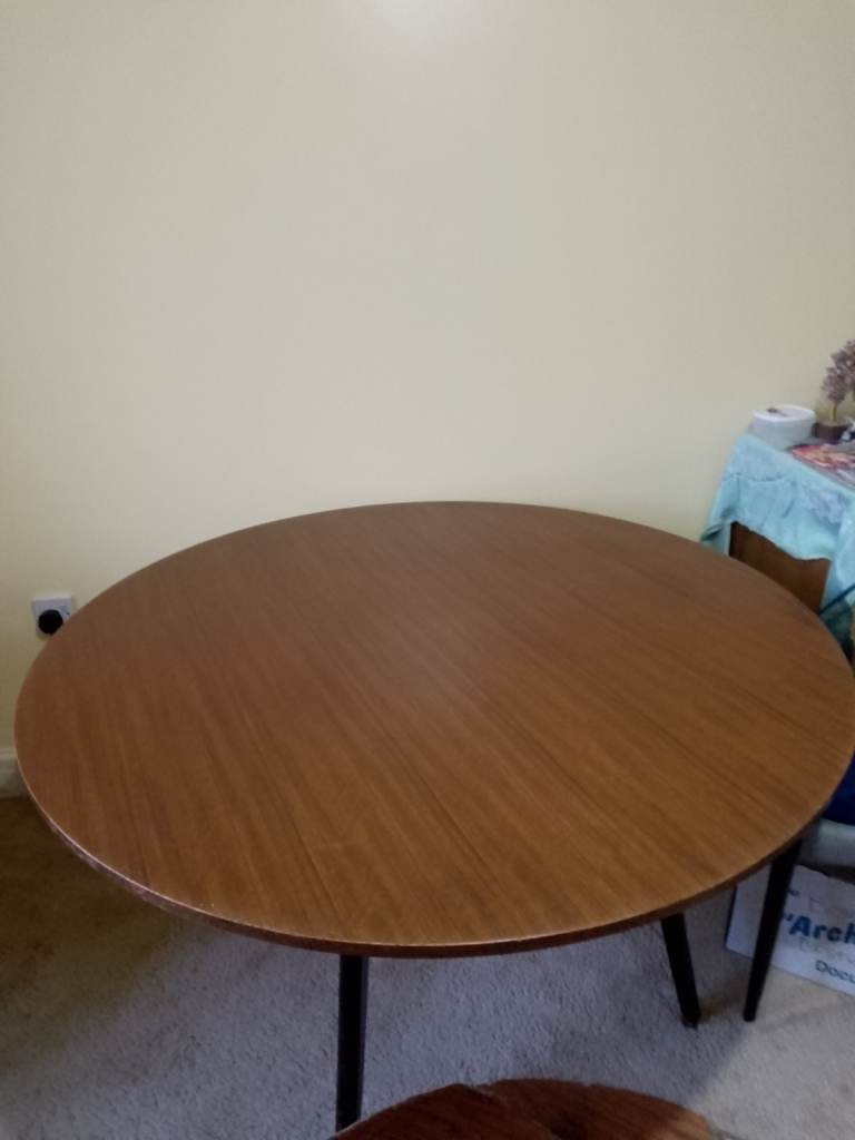 1960s G Plan Librenza Tola & Ebony Circular Dining Table (and 4 chairs)