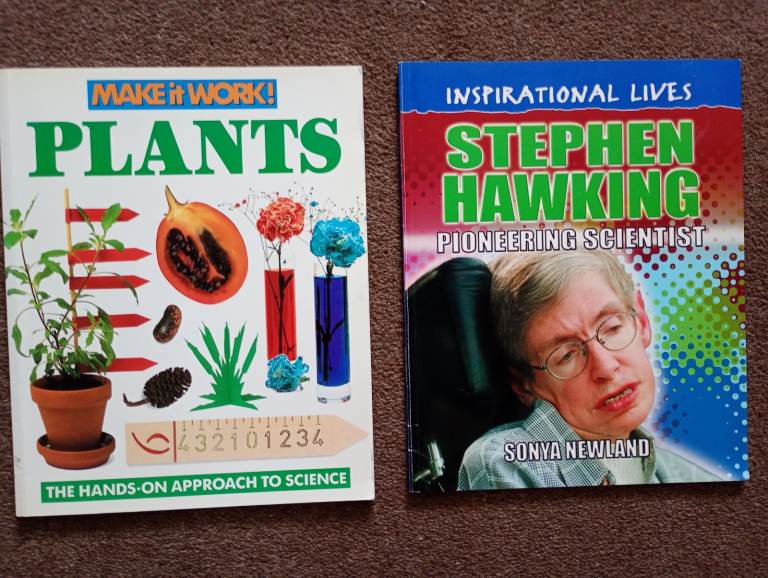 CHILDRENS BOOKS - SCIENCE - Primary age - 'Stephen Hawking' & 'Plants, Make it Work'