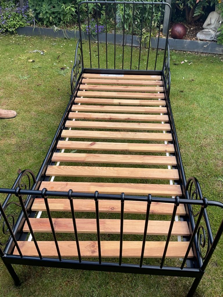 IKEA Kids Minnen Black Metal Extending Bed